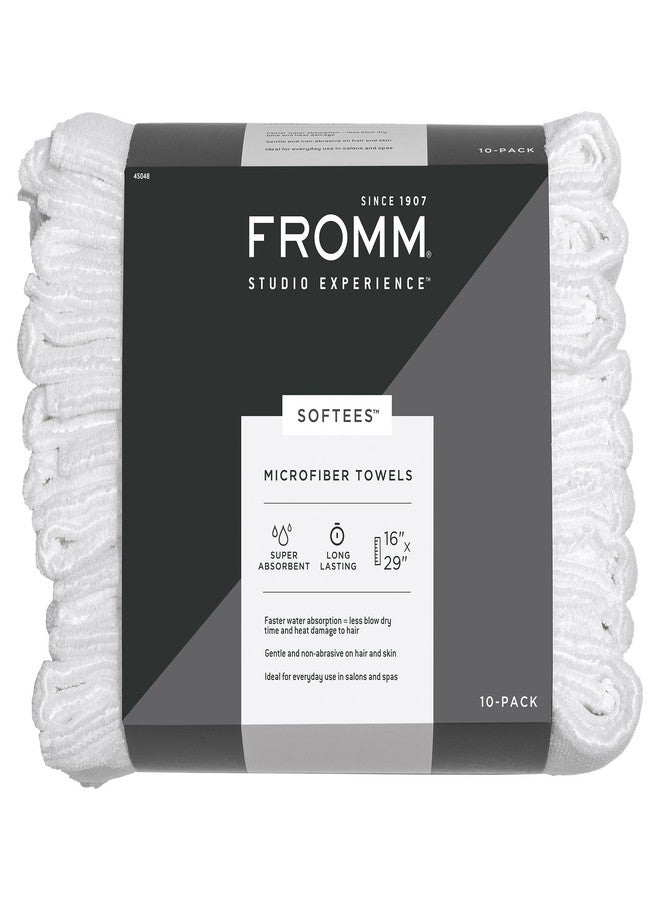 Fromm Softees Microfiber Hair Towels, Absorbent Salon Hair Towels for Hairstylists, Barbers, Spa & Gym, Fast-Drying, Ultra-Soft, Lint-Free, Multi-Purpose Towels, 16" x 29"- 10-Pack - White - Image 1